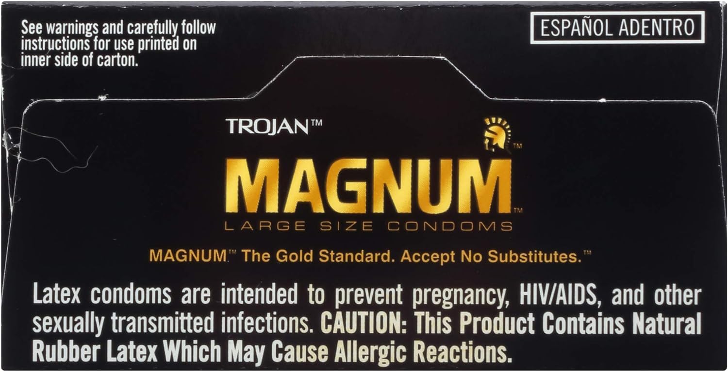 TROJAN Magnum XL Lubricated Premium Latex Condoms 12 Each