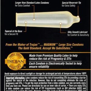 TROJAN Magnum XL Lubricated Premium Latex Condoms 12 Each