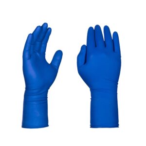 GLOVEWORKS HD Medical Blue Latex Gloves, Box of 50, 13 Mil, Size Large, 12 Inches Long, Powder Free, Textured, Disposable, Non-Sterile, GPLHD86100BX