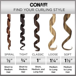 Conair Double Ceramic 3/4-Inch Curling Iron, ¾-inch barrel produces tight curls – for use on short to medium hair