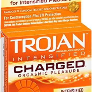 TROJAN Charged Lubricated Condoms, 3 Count (Pack of 1)