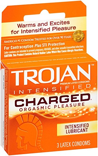 TROJAN Charged Lubricated Condoms, 3 Count (Pack of 1)