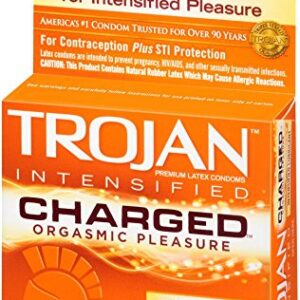 TROJAN Charged Lubricated Condoms, 3 Count (Pack of 1)