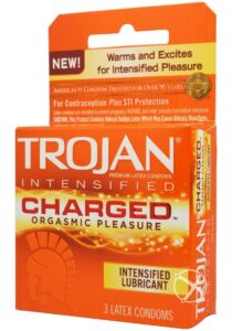 trojan charged lubricated condoms, 3 count (pack of 1)