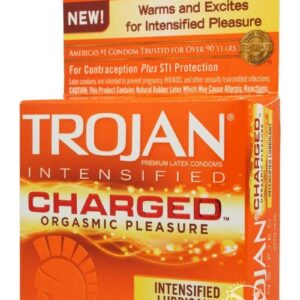 TROJAN Charged Lubricated Condoms, 3 Count (Pack of 1)