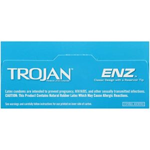 TROJAN ENZ Lubricated Condoms, Latex Condoms For Contraception and STI Protection, America’s Number One Condom, 36 Count Value Pack