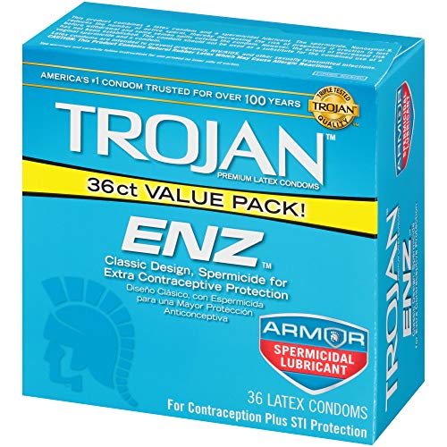 Trojan ENZ Armor Spermicidal Lubricated Condoms - 36 Count