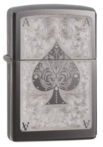 zippo spade card pocket lighter, black ice