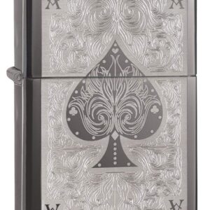 Zippo Spade Card Pocket Lighter, Black Ice