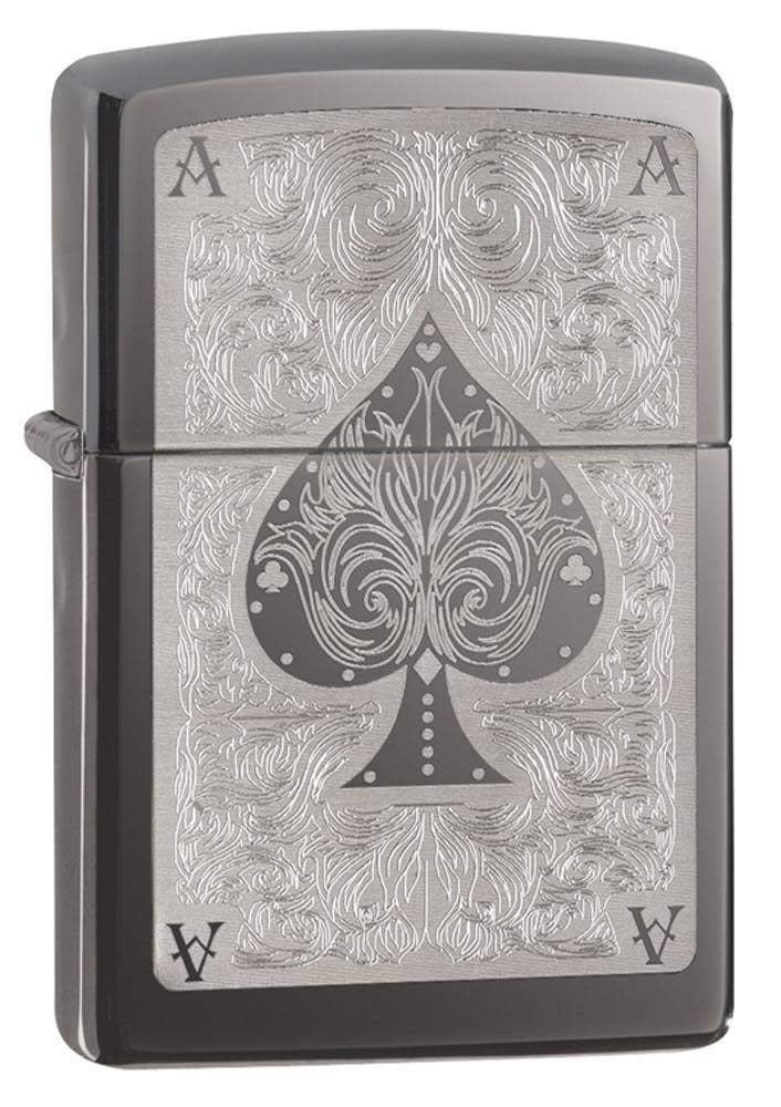 Zippo Spade Card Pocket Lighter, Black Ice