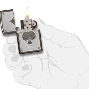 Zippo Spade Card Pocket Lighter, Black Ice