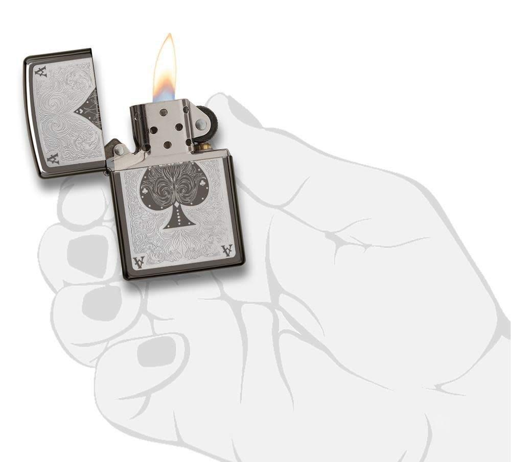 Zippo Spade Card Pocket Lighter, Black Ice