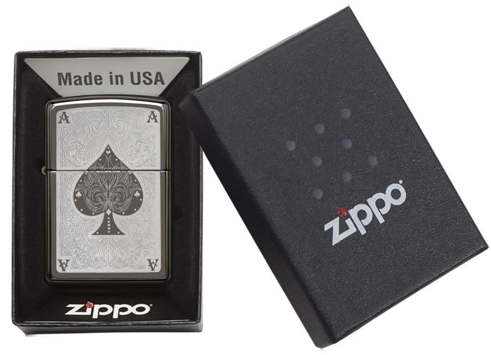 Zippo Spade Card Pocket Lighter, Black Ice