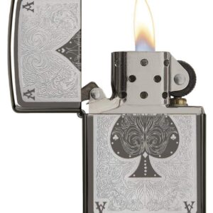 Zippo Spade Card Pocket Lighter, Black Ice