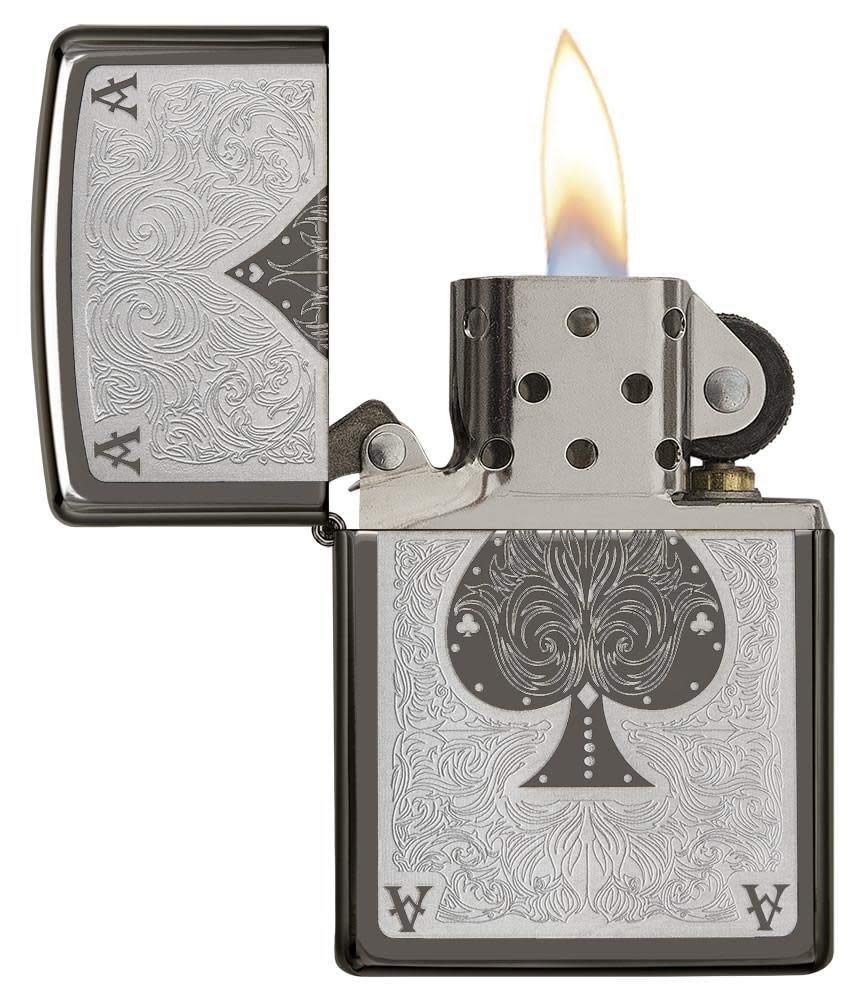 Zippo Spade Card Pocket Lighter, Black Ice