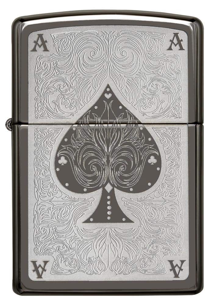 Zippo Spade Card Pocket Lighter, Black Ice