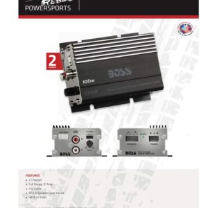 BOSS Audio Systems CE102 2 Channel Car Amplifier - 100 Watts, Full Range, Class A/B, IC (Integrated Circuit)