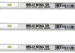 SAKURA - 37488 Gelly Roll Classic 08 (Medium Pt.) 3 Pack Pen, White