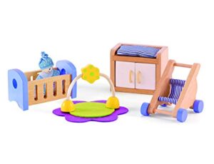 hape wooden doll house furniture baby's room set,white