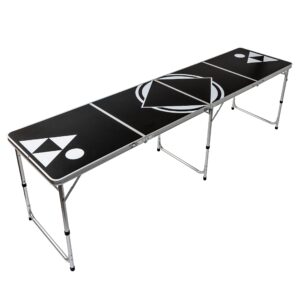 8' Beer Pong Table - Lightweight & Portable with Carrying Handles by Red Cup Pong (Black)