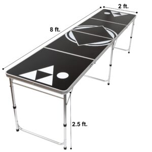 8' Beer Pong Table - Lightweight & Portable with Carrying Handles by Red Cup Pong (Black)