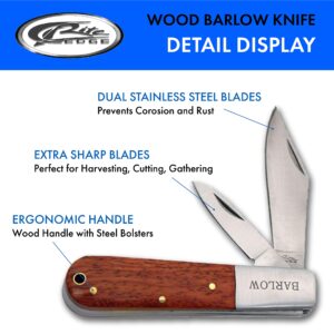 SZCO Supplies Rite Edge : 4” Wood Handle Dual Blade Barlow Knife, Brown (210601)