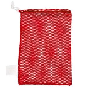 champion sports mesh sports equipment bag, red, 12x18 inches - multipurpose, nylon drawstring bag with lock and id tag for balls, beach, laundry