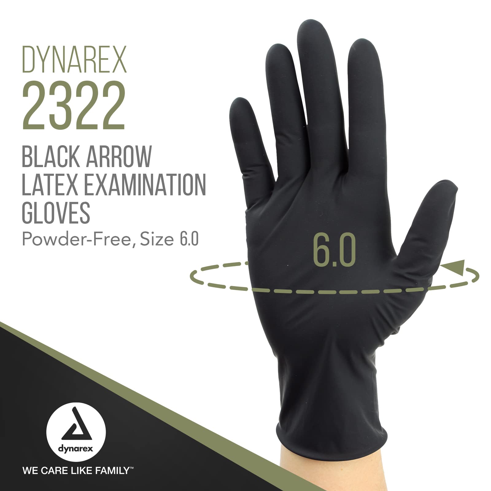 Dynarex Black Arrow Disposable Latex Exam Gloves, Powder-Free, For Healthcare, Law Enforcement, Tattoo, Salon or Spa, Black (100, Medium)