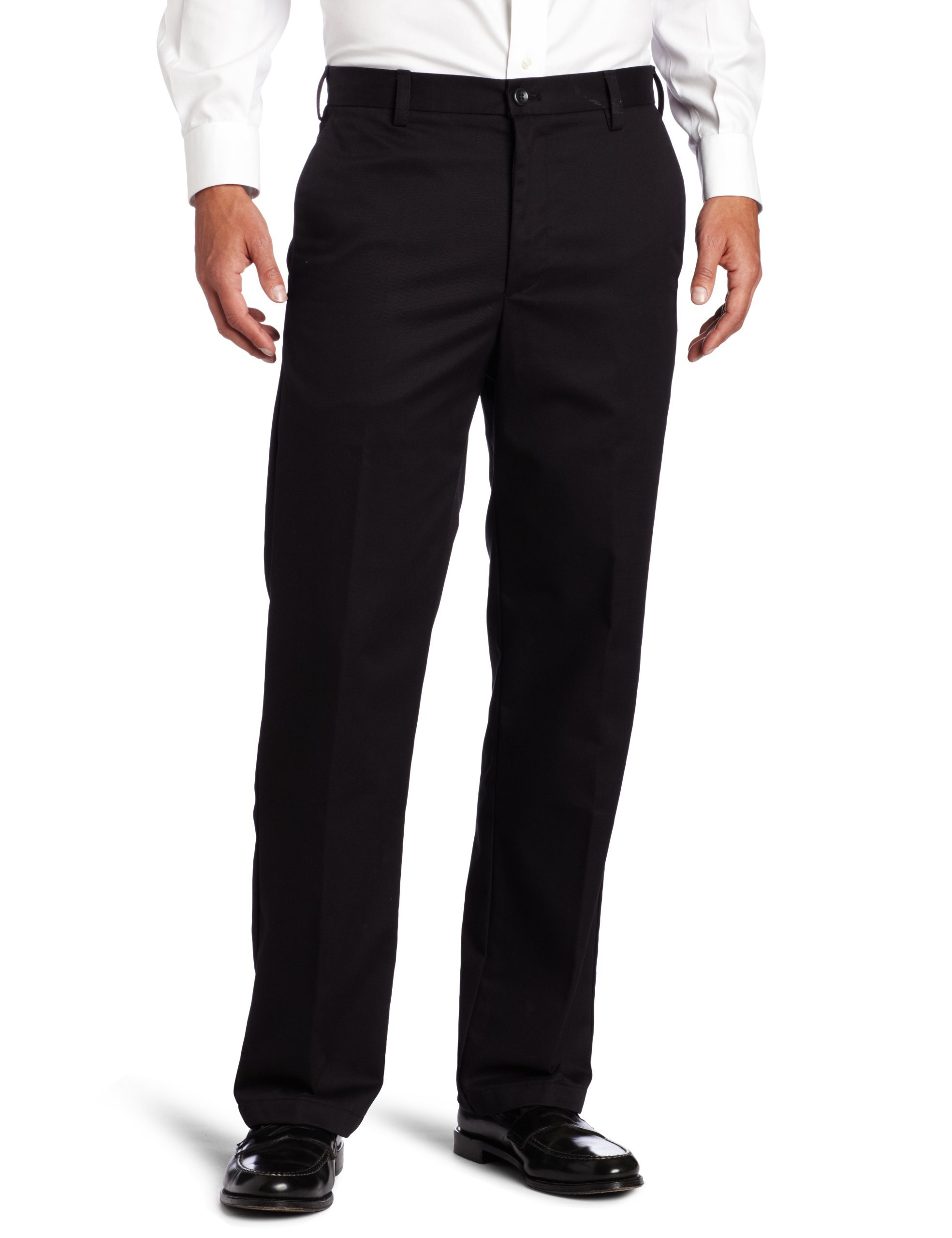 IZOD Men's American Chino Flat-Front Straight-Fit Pants, Black, 30W x 32L