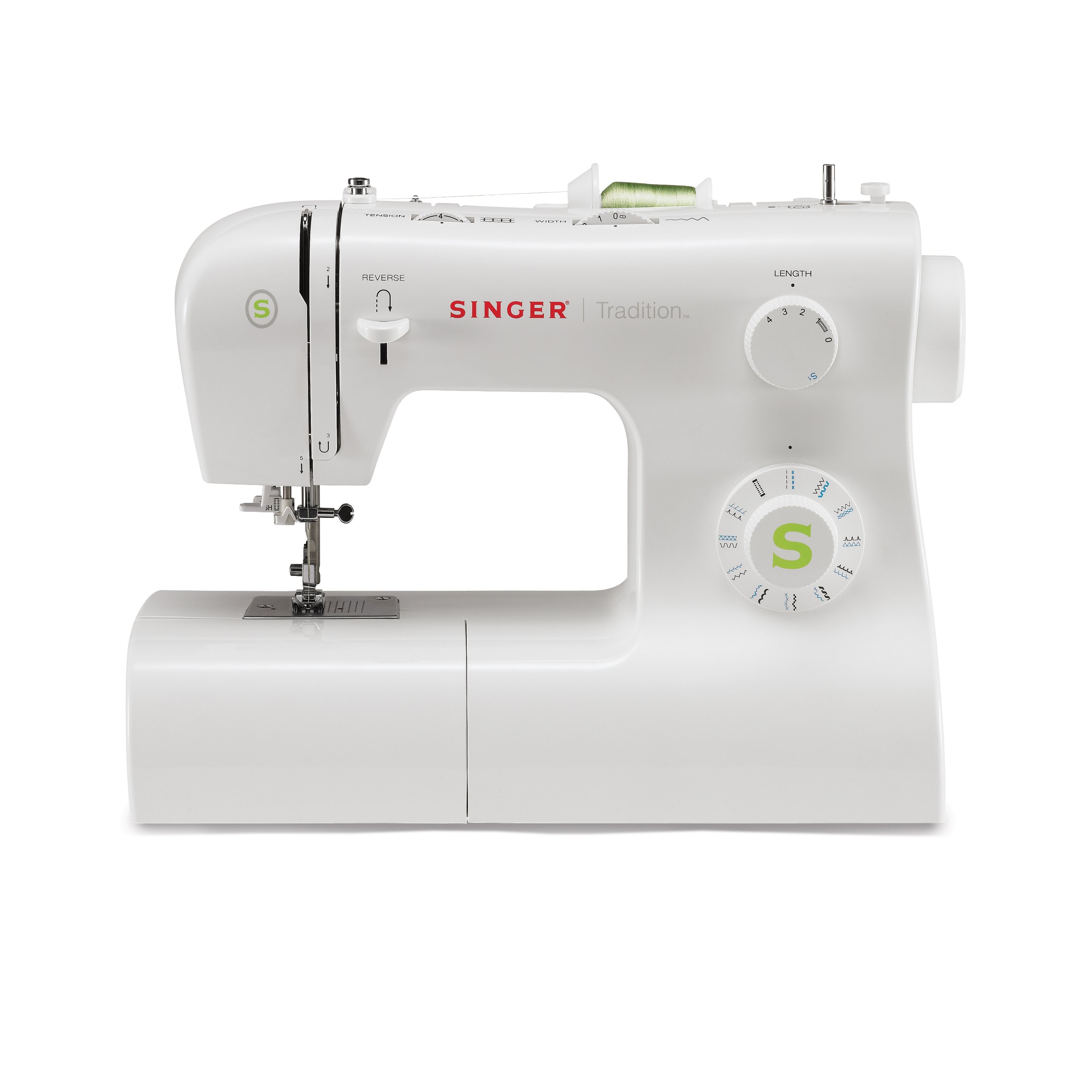 SINGER | Tradition 2277 Sewing Machine including 23 Built-In Stitches, Automatic Needle Threader, Snap-On Presser Feet, Automatic Tension, perfect for sewing all types of fabrics with ease, White