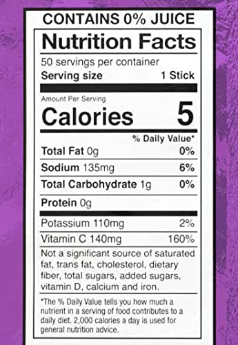 Sqwincher Zero Qwik Stik, Sugar Free, Low Calorie, Low Sodium Electrolyte Replacement Powder Hydration Drink Mix, Grape, 0.11 oz Packet (Pack of 50)