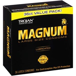 TROJAN Magnum Lubricated Large Condoms, Comfortable and Smooth Lubricated Condoms for Men, America’s Number One Condom, 36 Count Pack