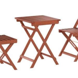 Vifah V1381 Outdoor Wood Folding Bistro Set with Square Table and Two Chairs