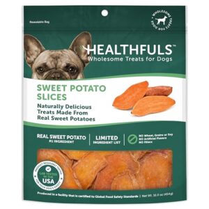 healthfuls sweet potato slices dog treats, 16oz