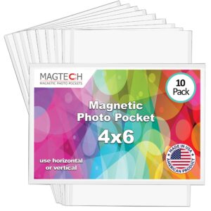 magtech magnetic pocket picture frame, white, holds 4 x 6 inches photos, 10 pack (14610)