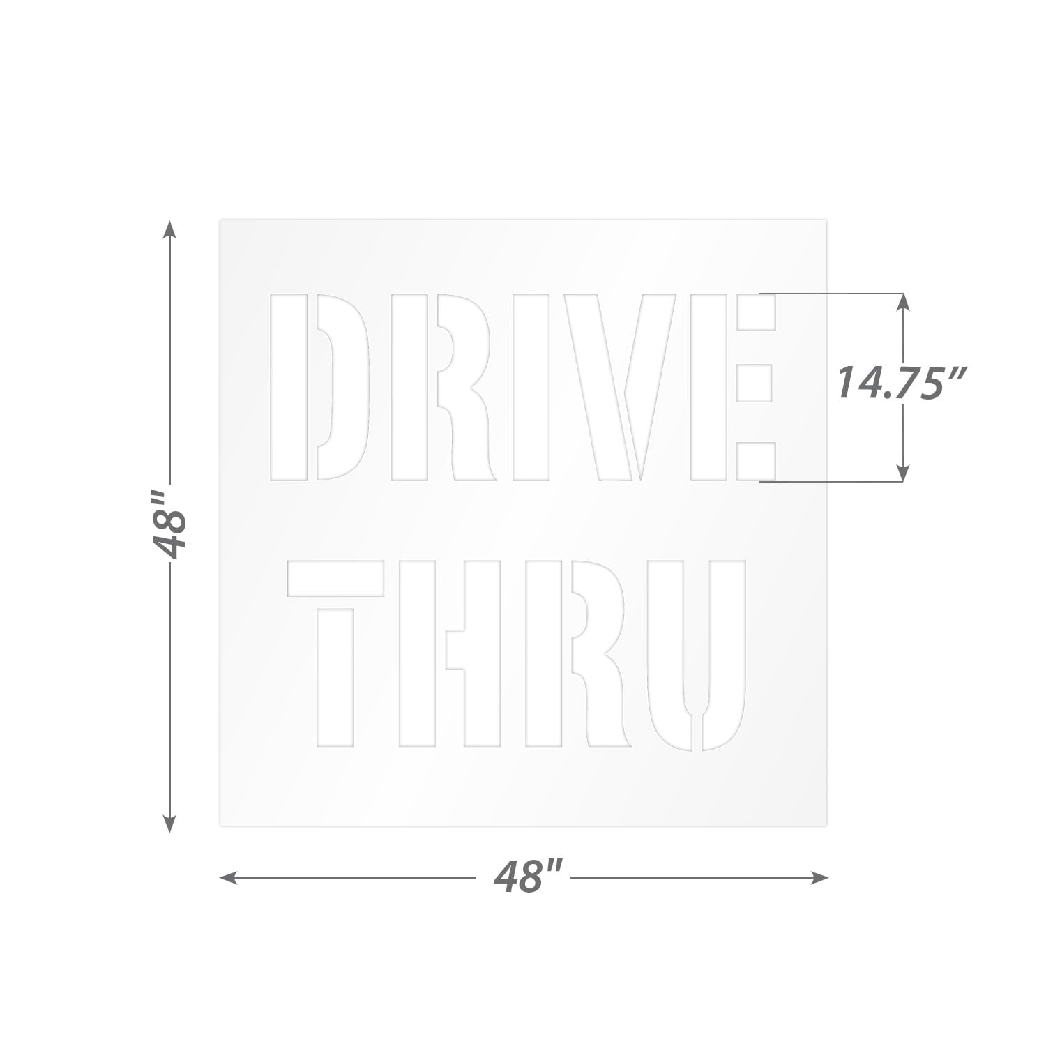 SmartSign 48 x 48 inches Drive Thru Reusable Stencil with 14.75" Letter Height, 63 Mil Plastic, Easy to Wash, for Fast Food Restaurants, Coffee Shops, Pharmacies, Banks, Car Washes, USA Made