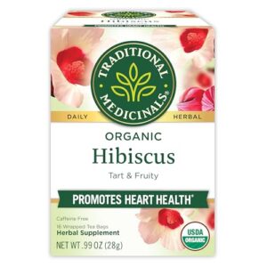 traditional medicinals organic hibiscus herbal tea, 16 tea bags (pack of 1)