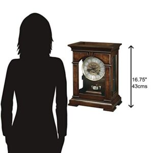 Howard Miller Emporia Mantel Clock 630266 – Cherry Bordeaux Finish, Front Glass Door & Ornate Dial, Vintage Home Decor, Brass Finished Pendulum, Key-Wound, Single-Chime Movement