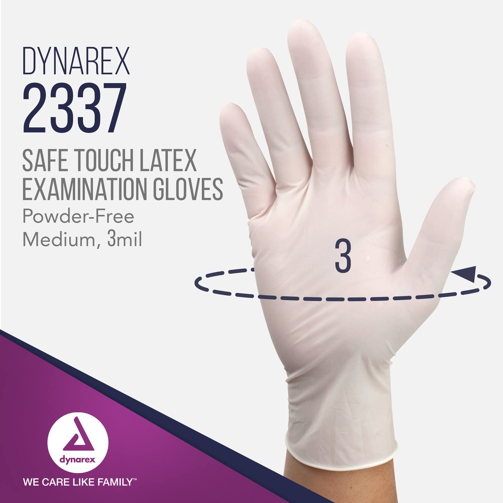 Dynarex Safe-Touch Disposable Latex Exam Gloves, Powder-Free, Used in Healthcare & Professional Settings, Bisque, 1 Box of 100 Gloves (Medium)