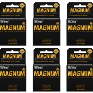 Trojan Magnum Lubricated Latex Condoms-3 ct (Quantity of 6)