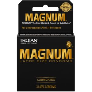 Trojan Magnum Lubricated Latex Condoms-3 ct (Quantity of 6)