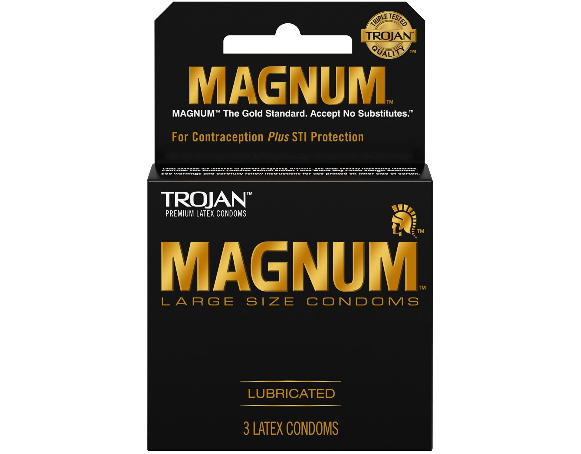 Trojan Magnum Lubricated Latex Condoms-3 ct (Quantity of 6)