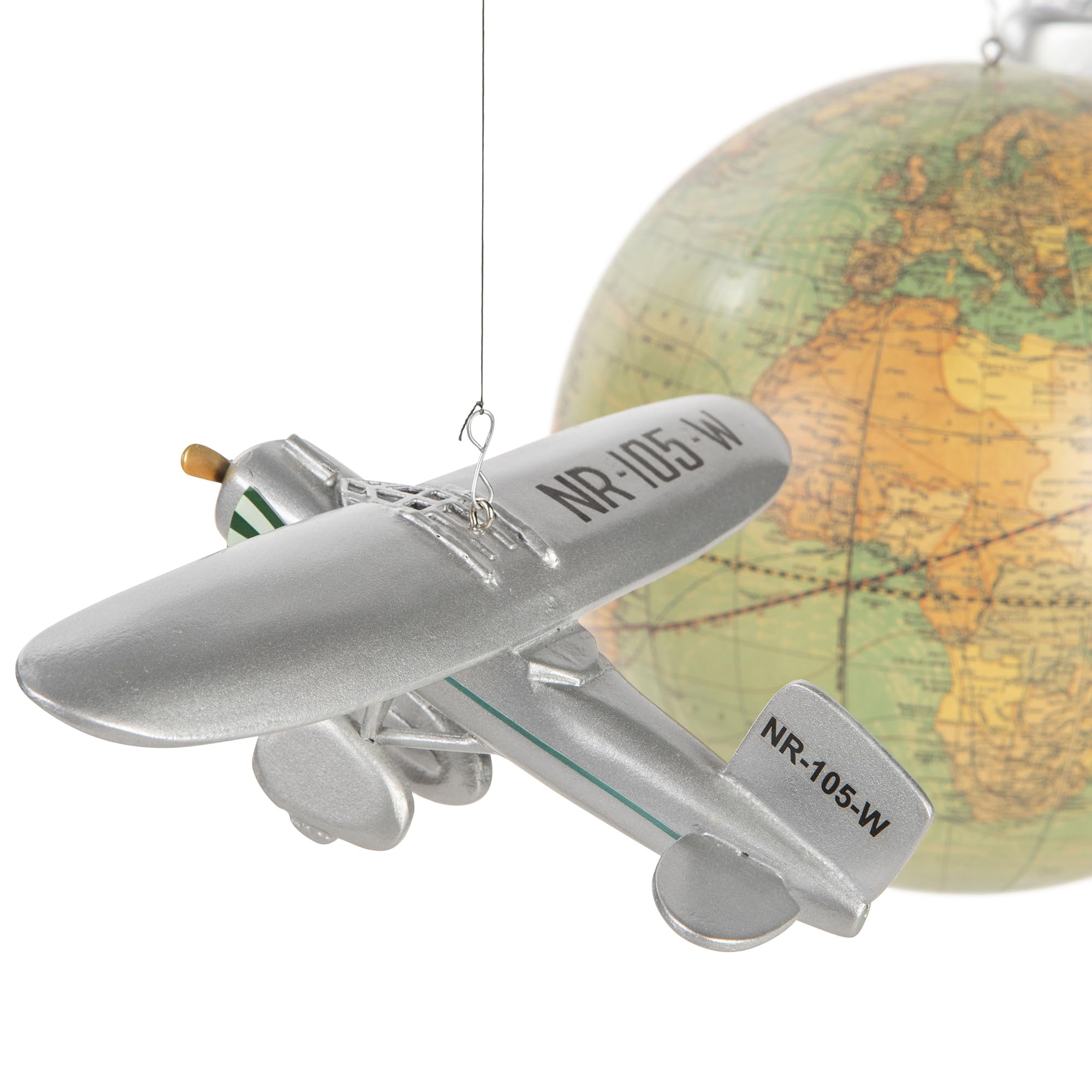 Hanging Airplane Mobile - Around The World Mobile by Authentic Models, Ceiling and Nursery Decor for All Ages, Attached World Globe