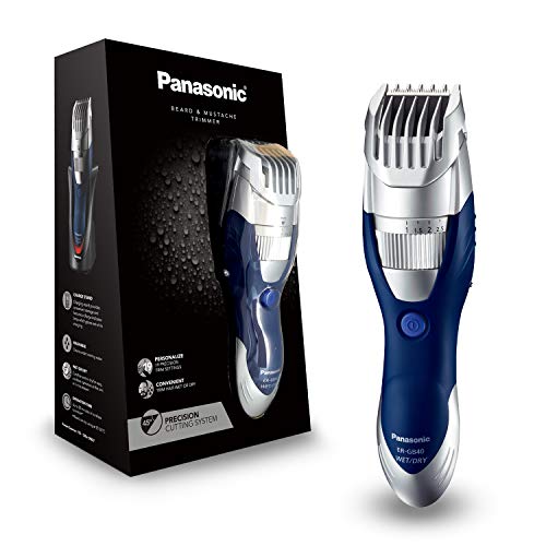 Panasonic Cordless Men's Beard Trimmer With Precision Dial, Adjustable 19 Length Setting, Rechargeable Battery, Washable - ER-GB40-S (Blue)