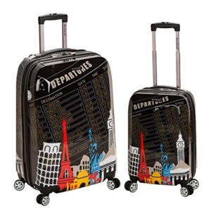rockland melbourne hardside expandable spinner wheel luggage, departure, 2 piece (20"/28")