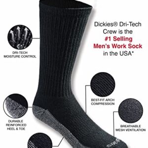 Dickies Men's Dri-tech Moisture Control Crew Socks Multipack