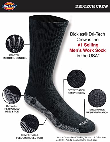 Dickies Men's Dri-tech Moisture Control Crew Socks Multipack