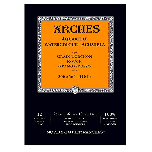 Arches Watercolor Pad, Rough Finish, 140 Pound, 10 x 14 Inch, Natural White, 12 Sheets