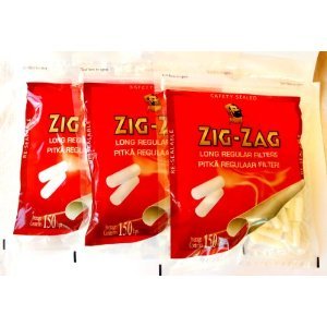 zig zag long regular cigarette filter tips - 3 x 150 filters