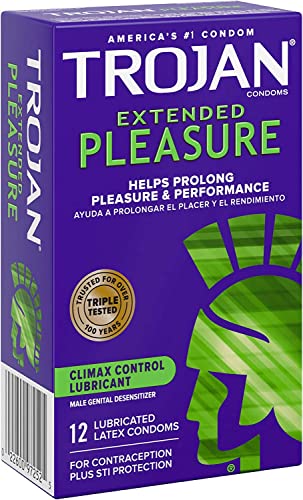 Trojan Extended Pleasure Climax Control Lubricated Premium Latex Condoms 12.0 ea. (Quantity of 3)